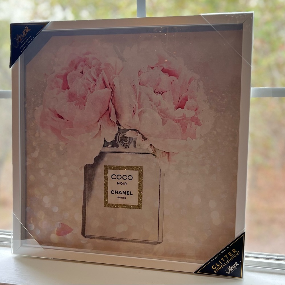 ๐ CHANEL PARIS Oliver Gal BOUQUET COCO NOIR DIAMOND DUST Canvas Print 16x16 NEW - Picture 4 of 5